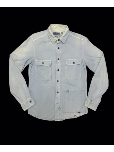 Japanese Brand - Blue Blue Japan Patchwork Denim Style Button Up Shirt Size S