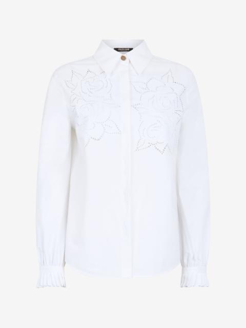 Roberto Cavalli Shirt With Perforated Rose Motif