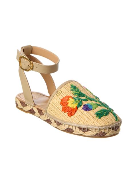 Valentino Valentino Straw & Leather Espadrille