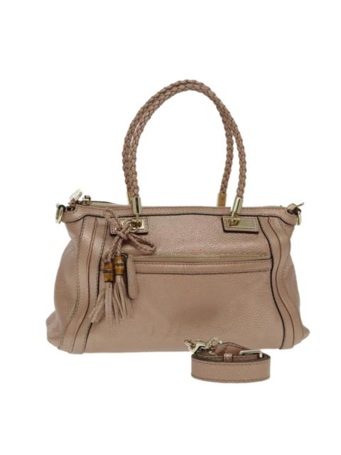 GUCCI GUCCI Bamboo Hand Bag Leather Pink Gold