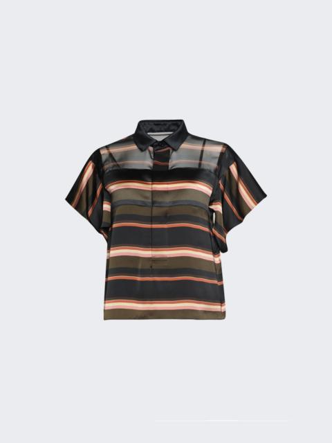 sacai Horizontal Stripe Pullover Khaki And Pink
