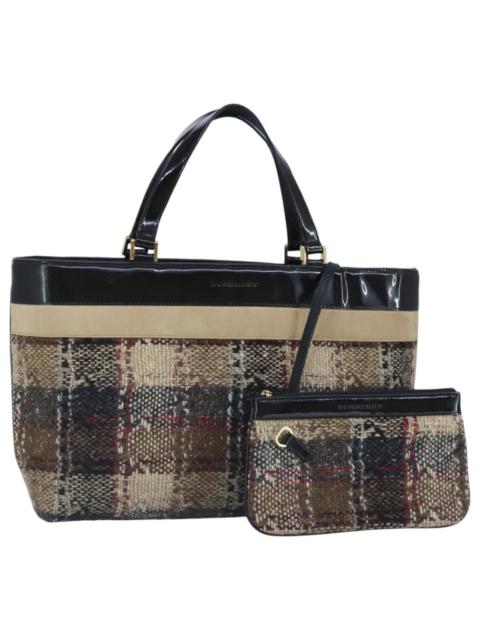 Burberry Burberry Hand Bag Wool Beige Gold