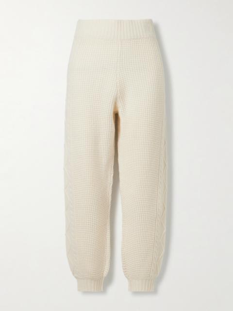 PERFECT MOMENT Crystal Cable-knit Wool Tapered Pants