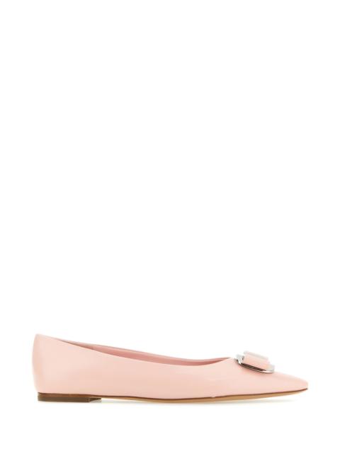 FERRAGAMO Pink leather New Vara ballerinas