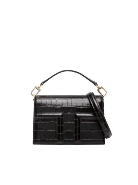 T-Flap crocodile-embossed mini bag