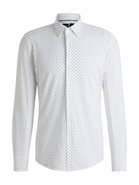 BOSS SLIM-FIT SHIRT IN GEOMETRIC-PRINT PERFORMANCE-STRETCH FABRIC