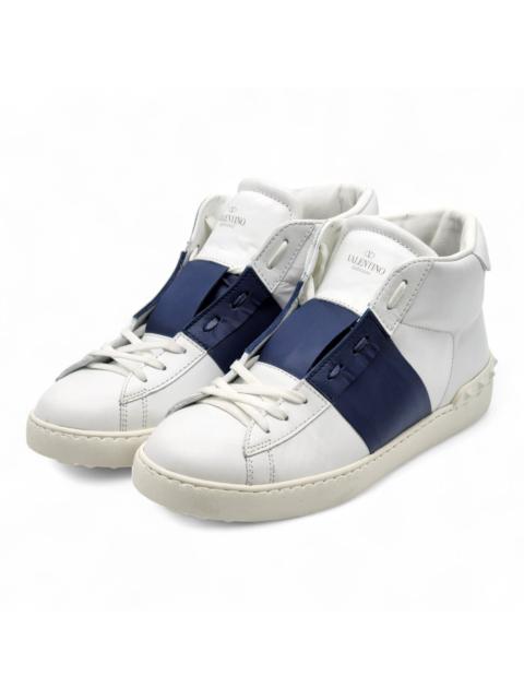 Open Men's High Top Leather Sneakers White Blue EU 43 US 10