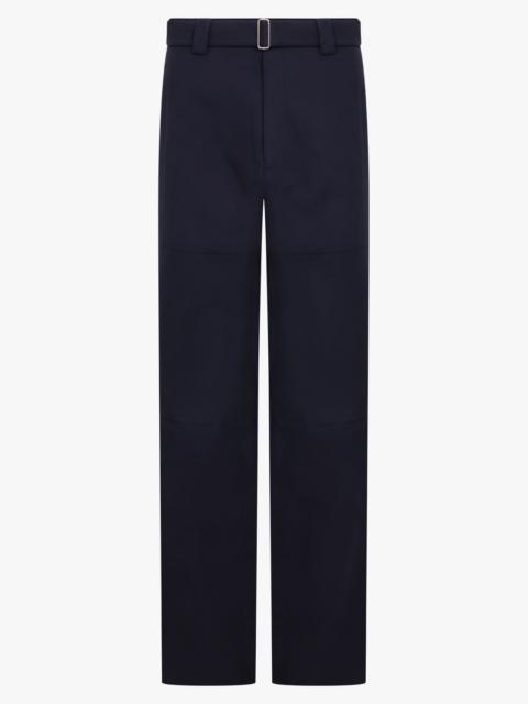 AFTER PRAY BELTED DOUBLE KNEE STRAIGHT PANT | NAVY