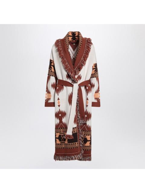 Alanui Long cardigan Icon Jacquard white/brown