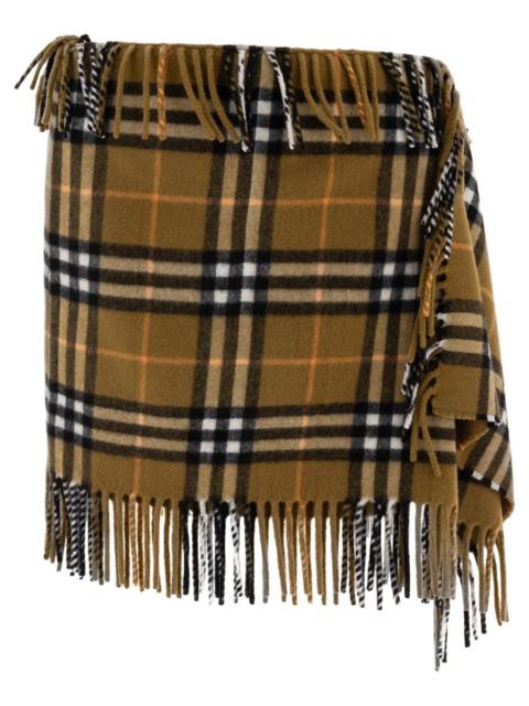 Burberry Check Wool Cashmere Scarf Skirt