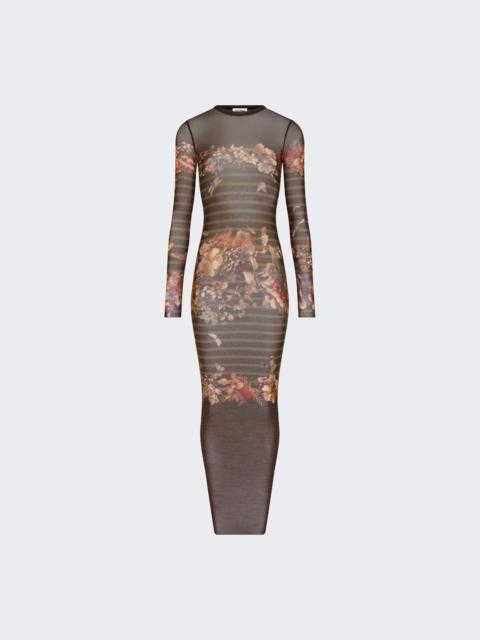 Jean Paul Gaultier Long Mesh Dress Marinière Grape Print