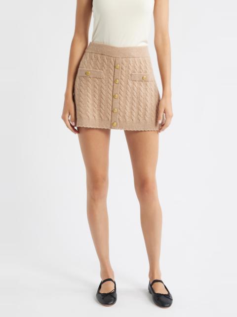LoveShackFancy LoveShackFancy Berritt Cashmere & Wool Miniskirt in Camel Melange at Nordstrom