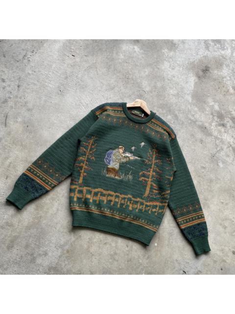 Other Designers Coloured Cable Knit Sweater - Vintage ADAX Hunting Man Nature Green Knitwear Sweater RARE