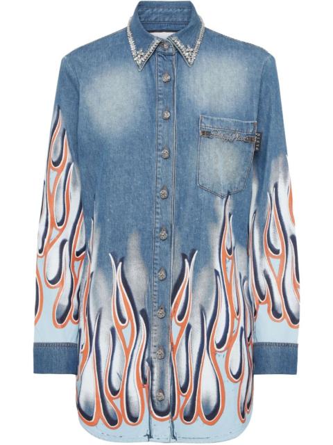 PHILIPP PLEIN Flame Racing denim shirt