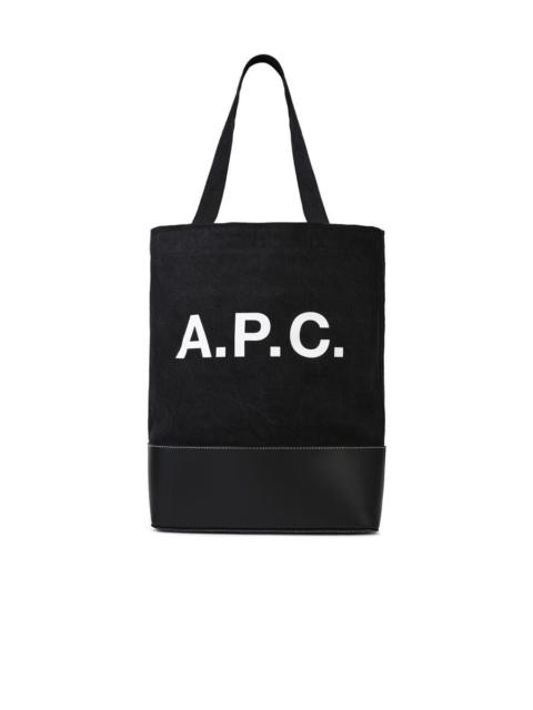 A.P.C. SMALL 'SHOPPING AXEL' BLACK COTTON BAG