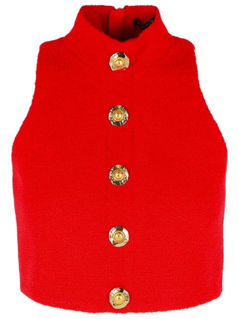 Balmain Balmain Virgin Wool Top Red Women