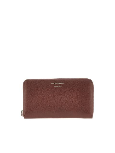 EMPORIO ARMANI Emporio Armani Grained Leather Zip-around Wallet Red