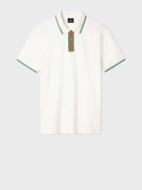 Paul Smith Ecru Polo Shirt With Stripe Tipping