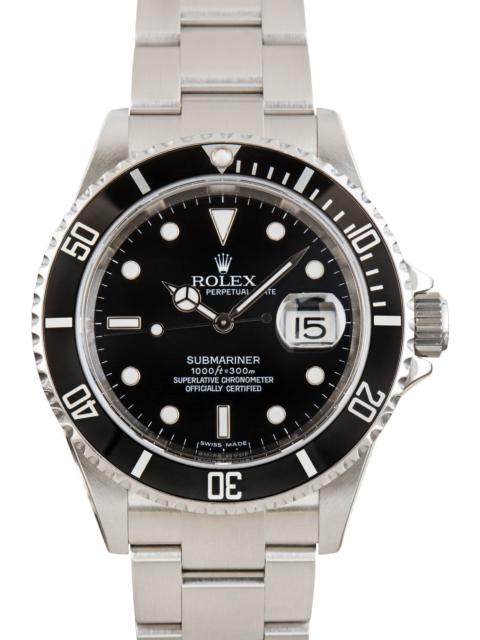 ROLEX Men's Rolex Submariner 16610T No Holes Stainless Steel Case