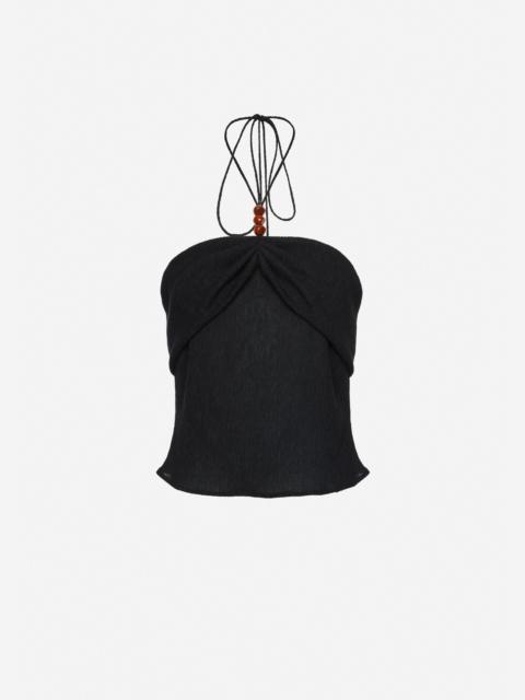 MAGDA BUTRYM Draped halterneck top with beads in black