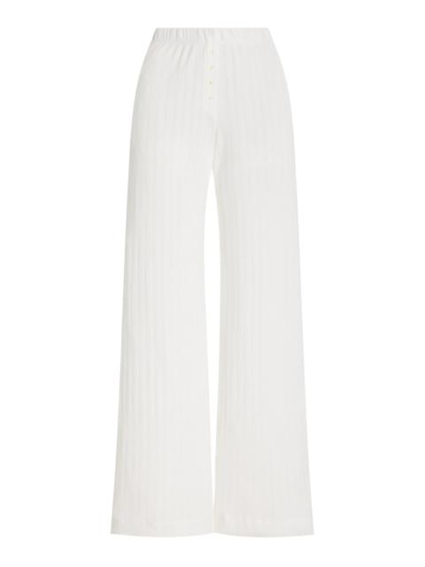 LESET Pointelle-Knit Cotton Boxer Pants white