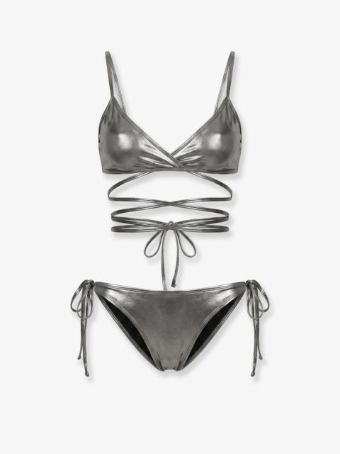THE ATTICO The Attico Il Primo Bagno Metallic Bikini Silver