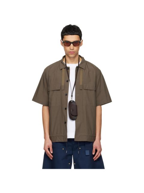 sacai Taupe Cotton Typewriter Shirt