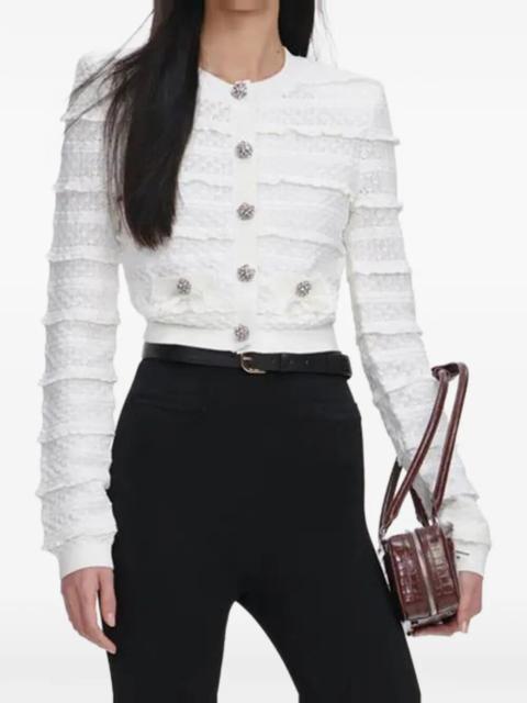 self-portrait Pointelle Diamante Cardigan
