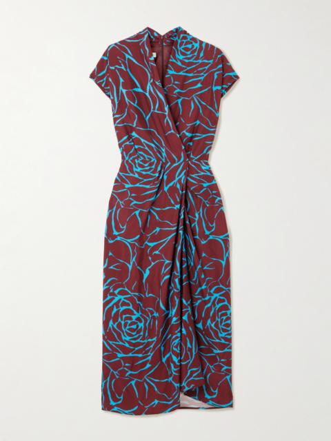 Dries Van Noten Wrap-effect Floral-print Satin Midi Dress