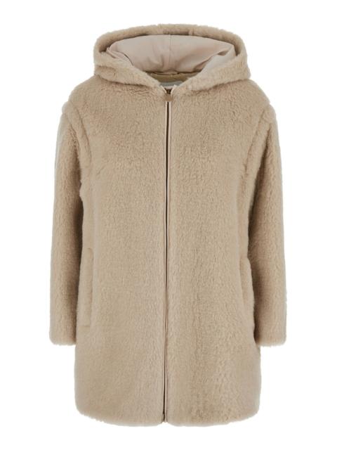 Max Mara Max Mara Women 'Spadino' Beige Coat With Fixed Hood And Zip Closure In Alpaca And Wool Blend  For Wo