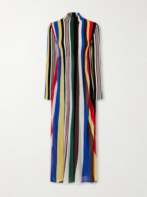 Loewe Striped Chiffon And Ribbed Jersey Maxi Dress