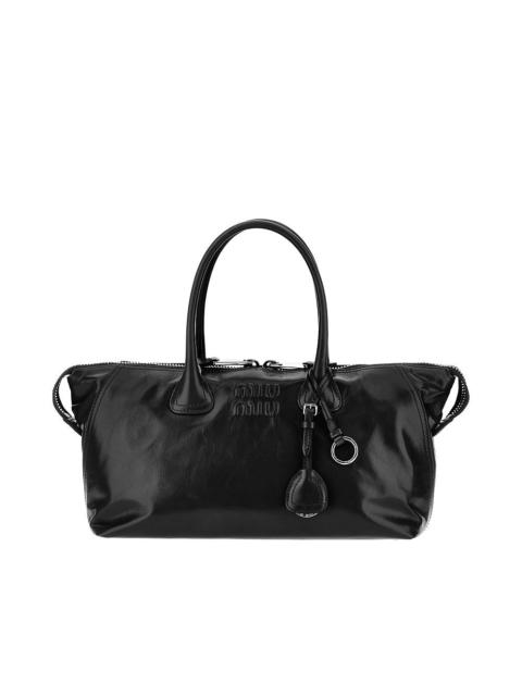 Miu Miu Miu Miu Glossy Leather Handbag Black