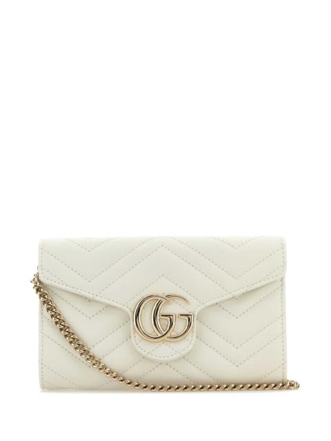 GUCCI Gucci Women White Leather Gg Marmont Wallet