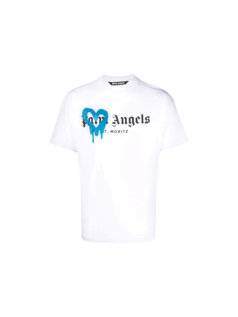 Palm Angels Palm Angels St Moritz Heart Sprayed Logo T-shirt White/Black/Blue