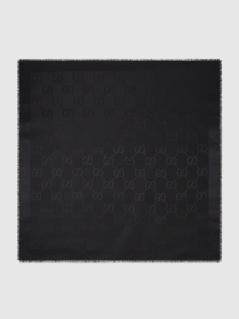 GUCCI GG jacquard silk wool shawl