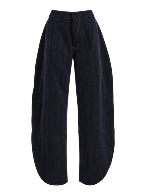 Alaïa High-Rise Wool Barrel-Leg Pants blue