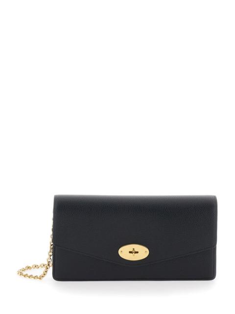 Mulberry Mulberry Women 'Darley' Black Clutch With Chain Shoulder Strap In Hammered Leather Woman