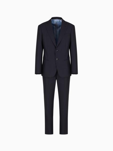 GIORGIO ARMANI SOHO LINE SINGLE-BREASTED SUIT IN MICRO-GINGHAM WOOL