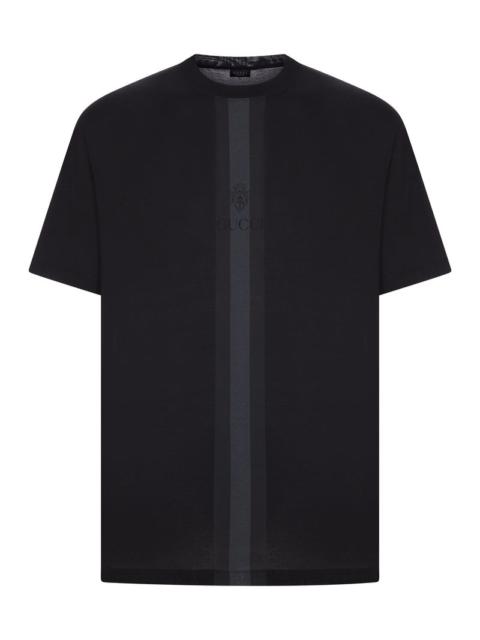 GUCCI Gucci Men Cotton T-Shirt With Tonal Web Stripe