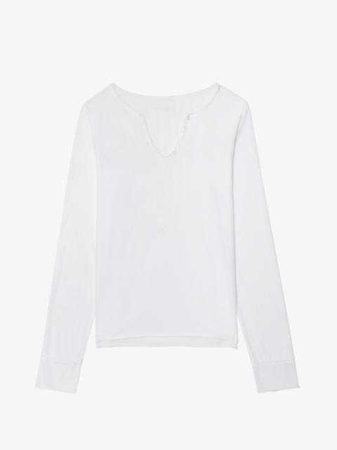 Zadig & Voltaire White Henley Fishnet T Shirt