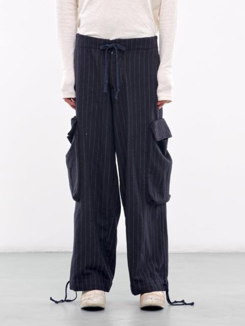 Pinstripe Wide Leg Cargo Trousers