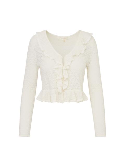 LoveShackFancy Nilah Knitted Cardigan white