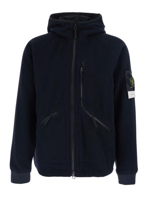 Stone Island Stone Island Men Blue Jacket With Fixed Hood And Logo Patch On The Sleeve In Fleece Man