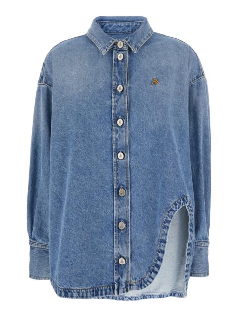 THE ATTICO The Attico Women Blue Shirt With Classic Collar And Embroidered Detail On The Front In Cotton Woman