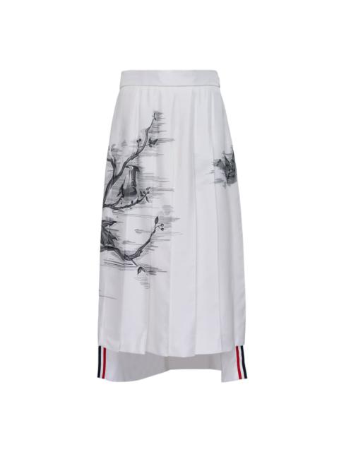 Thom Browne Classic Knee Drop Back Pleated Skirt Women