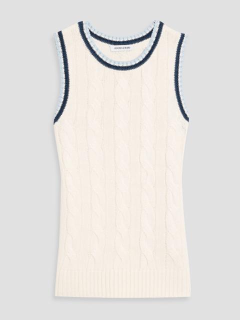 VERONICA BEARD Jerrel cable-knit linen-blend top