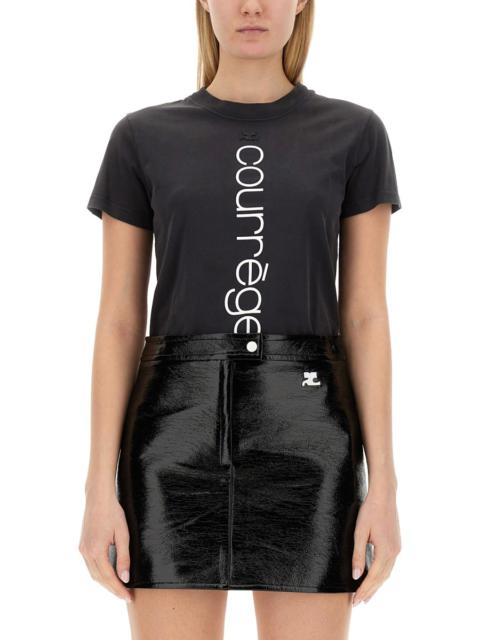 courrèges COTTON JERSEY T-SHIRT WITH LOGO