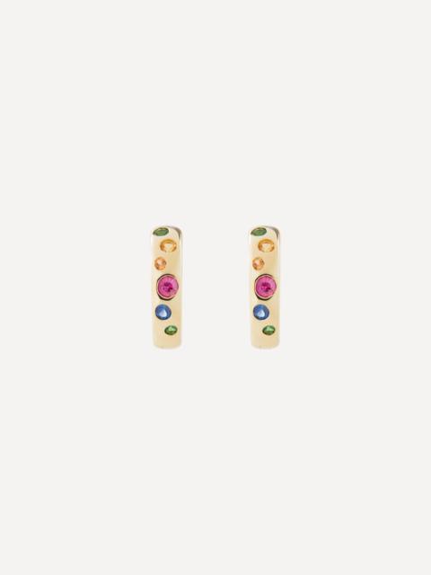 ROXANNE FIRST 14ct Gold Rainbow Sapphire Sprinkle Hoop Earrings