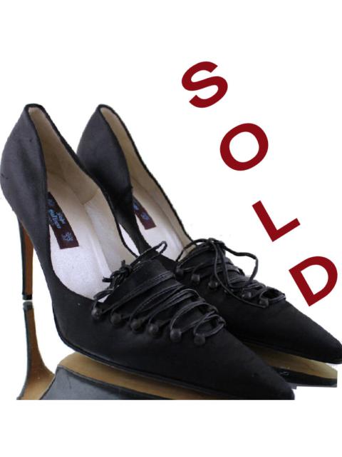 Vintage JOHN GALLIANO Black Satin Corset Stiletto High Heels