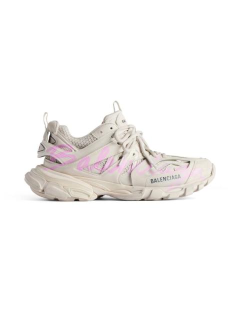 BALENCIAGA Women's Track Signature Sneaker in Beige/pink